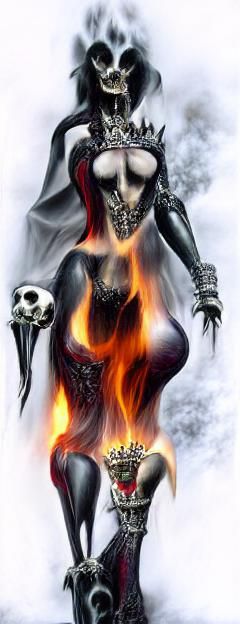 the female form wreathed in flames her soul tortured by sata...