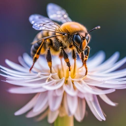 Macro photo of a bee on a flower