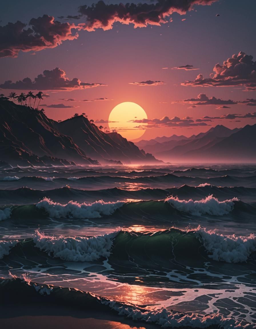 Waves at Sunset