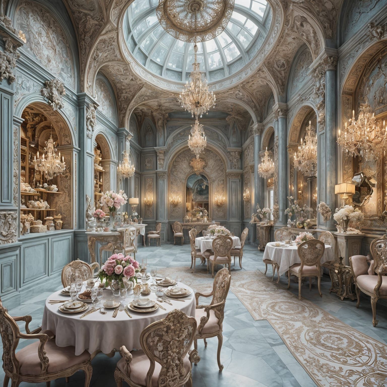 Epic Baroque Cafe in Pastel Hues
