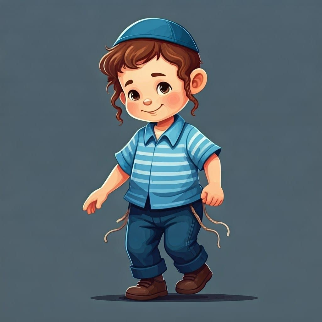 Joyful Hasidic Boy Dances in Traditional Attire