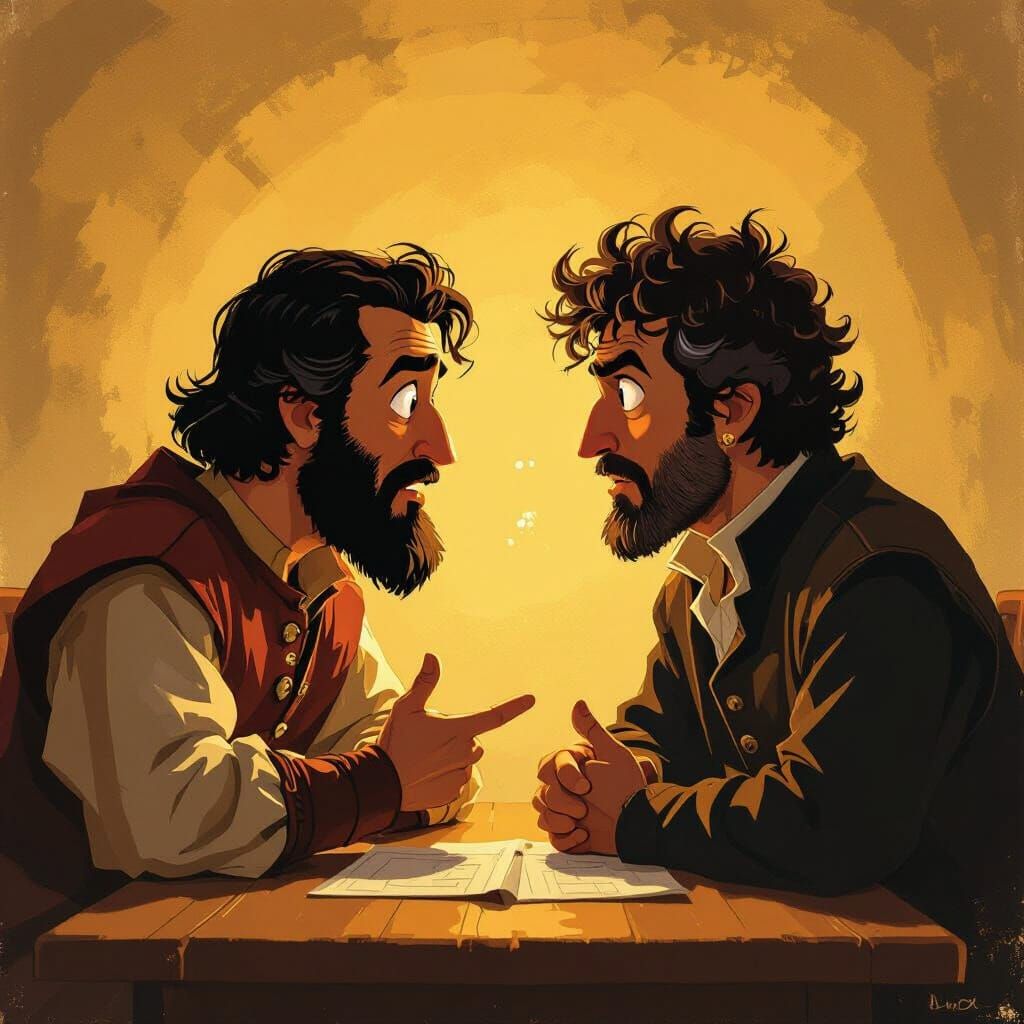 Wise Man and Fool Arguing: Caravaggio Style