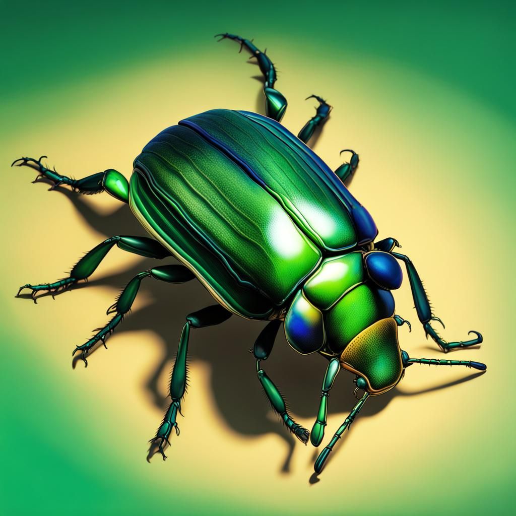 The world of a green jewel scarab beetle perspective from above - AI ...