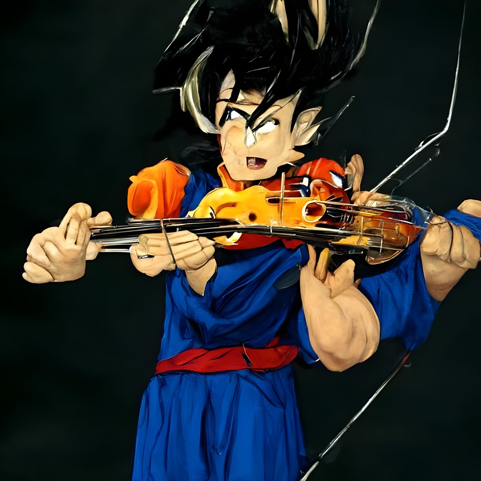 Goku plays violin