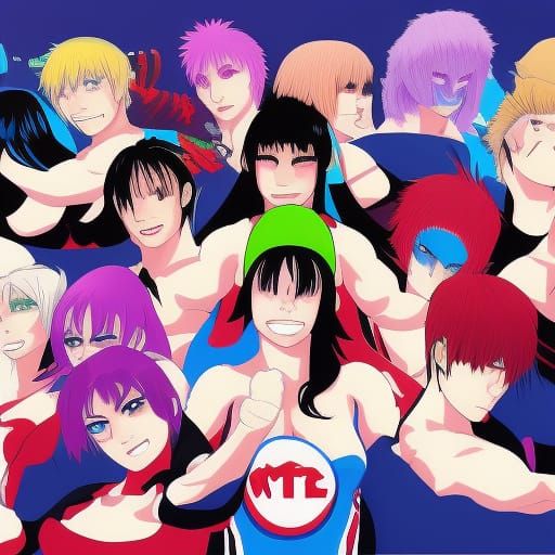 Wrestling Figures in Anime Style