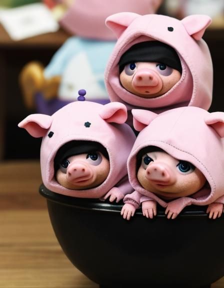 psychic Three little pigs wearing costumes