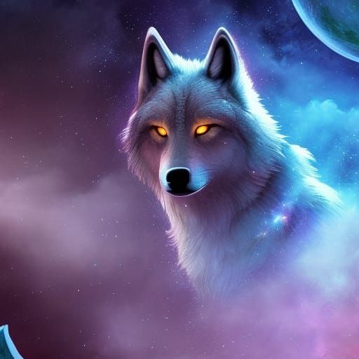 The Starlit wolf - AI Generated Artwork - NightCafe Creator