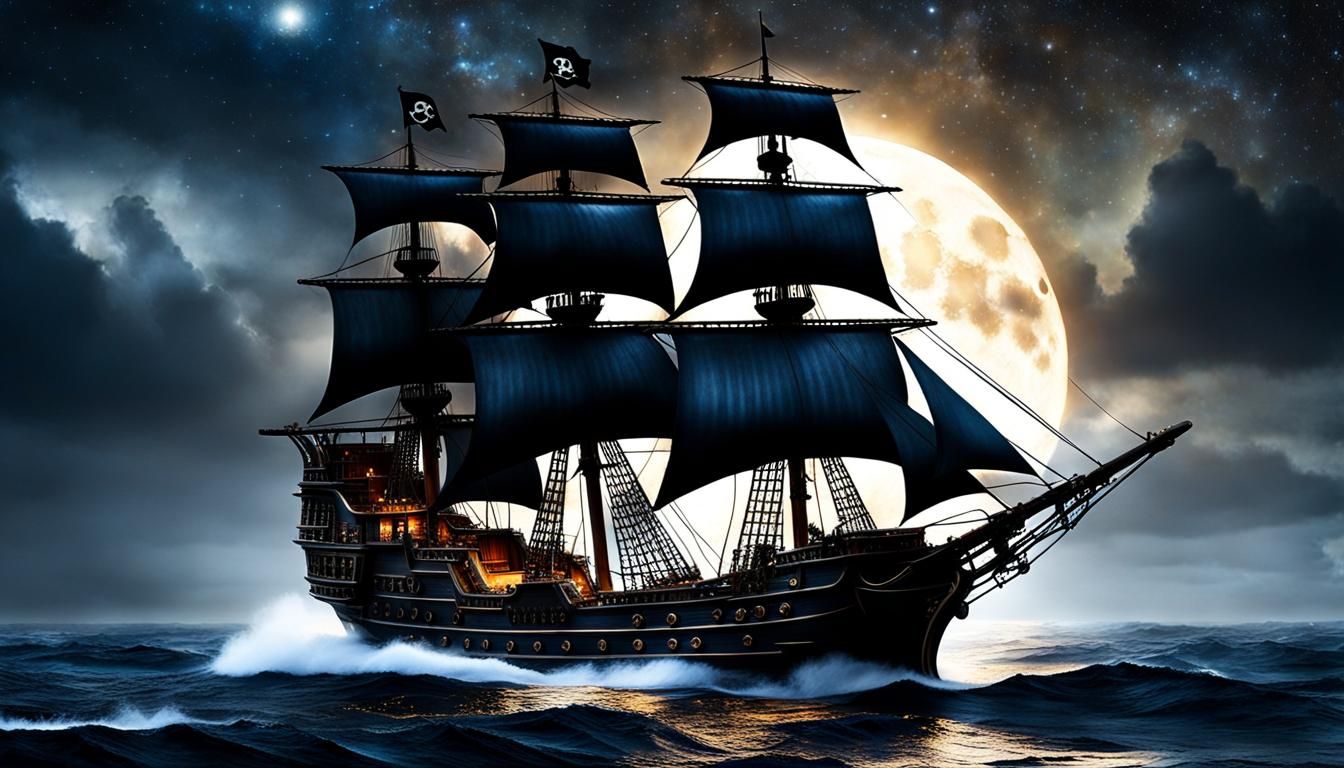 3-Mast Pirate Ship - AI Generated Artwork - NightCafe Creator