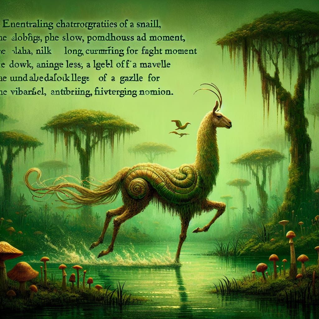 Creature of the swamp : Snail lama gazelle bird