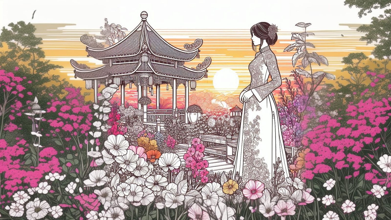 Vietnamese Ao dai (DALL-E 3+outpaint)