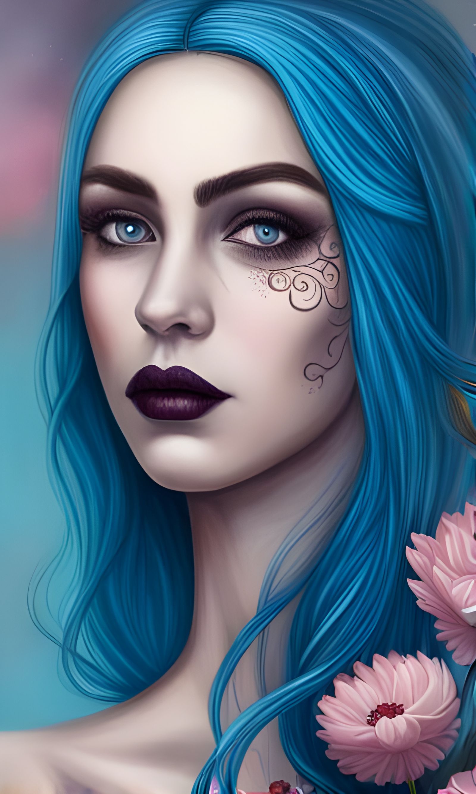 Portrait of beautiful brown queen of the underworld, surroun...