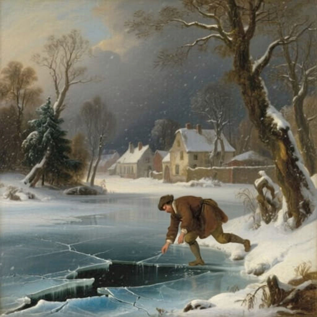 "Tread carefully on the ice, passing slow; for fear of tripping, move deliberately."