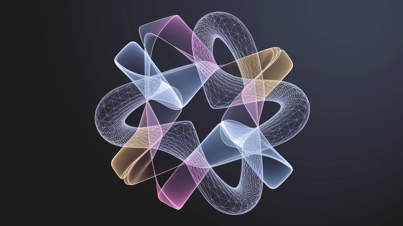 Abstract Geometric Shapes in Wireframe and Tangle Style