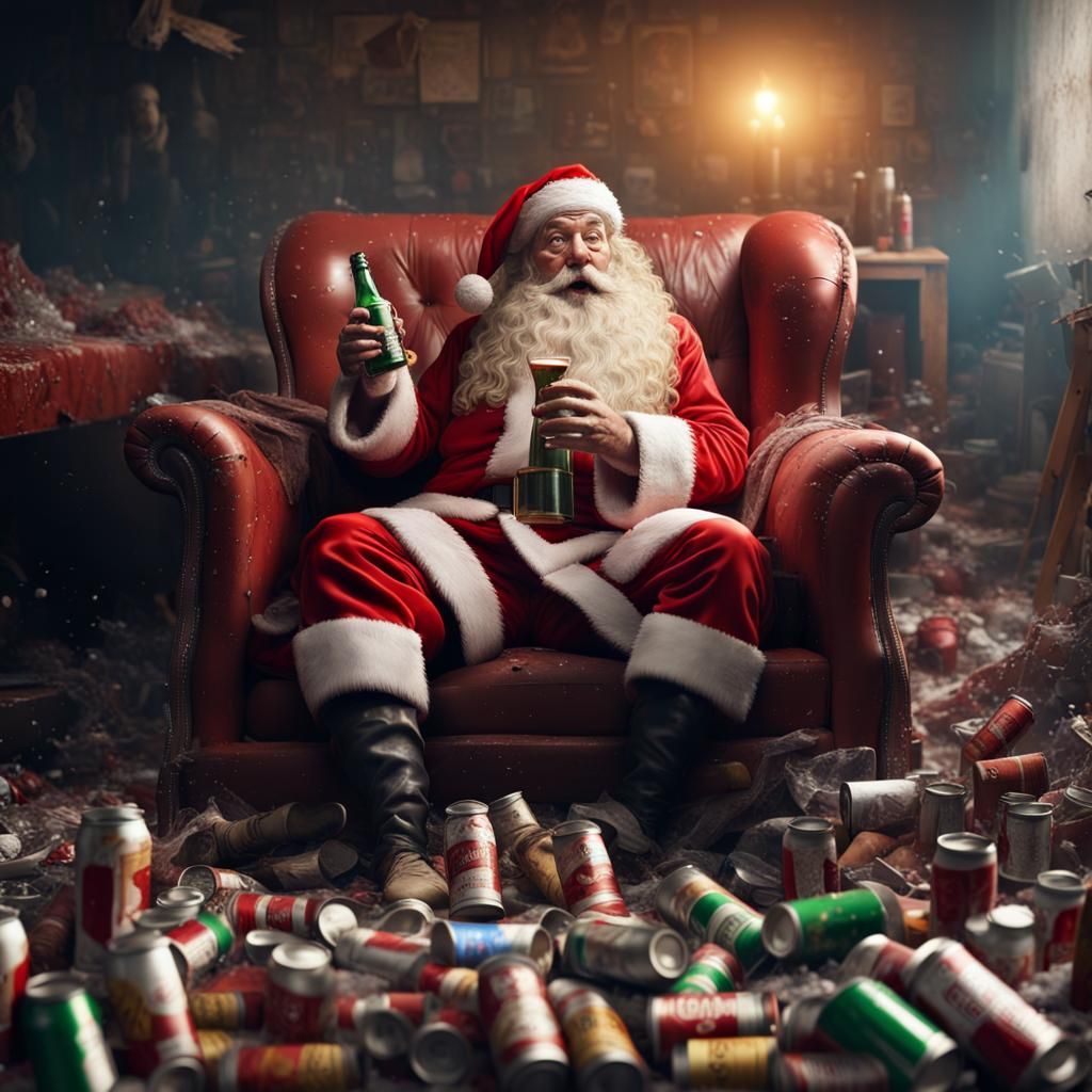 Alcoholic Santa Clause - AI Generated Artwork - NightCafe Creator