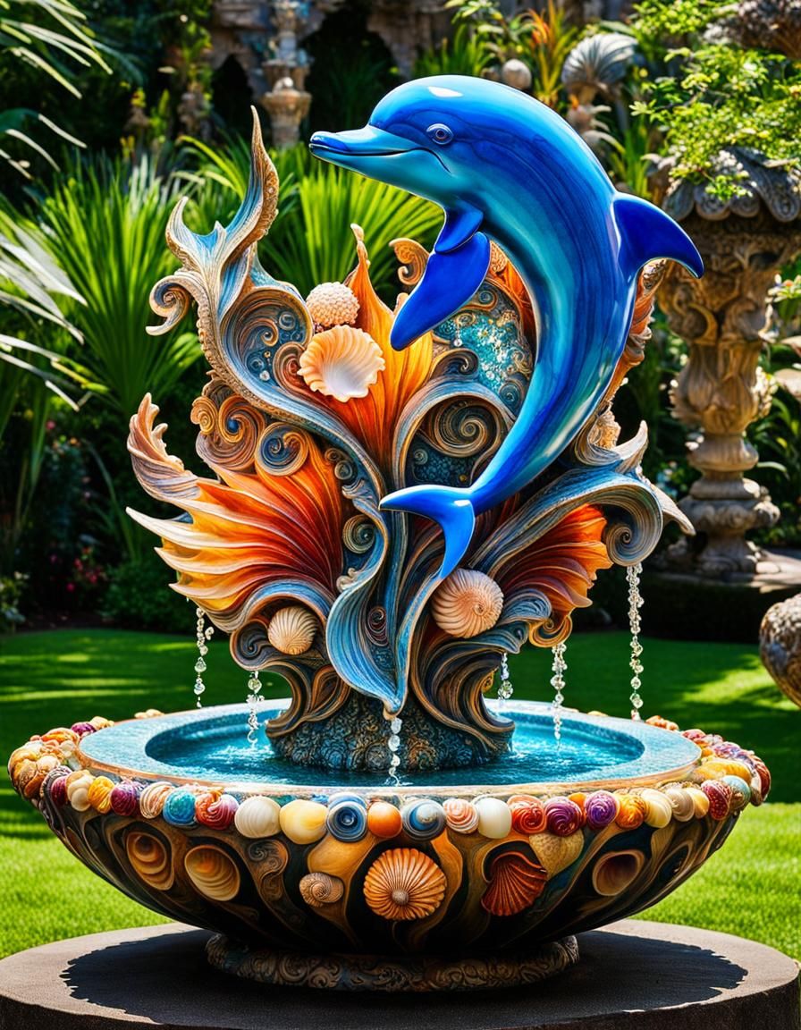 Dolphin Water Fountain at the Garden