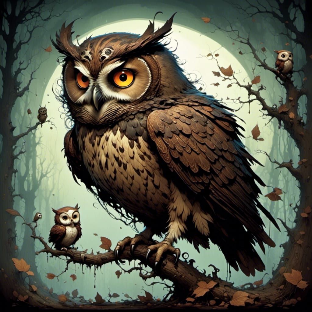 A nightmare owl, smooth, perfect, high definition, <lora:cuteNcreepy:1.0> 