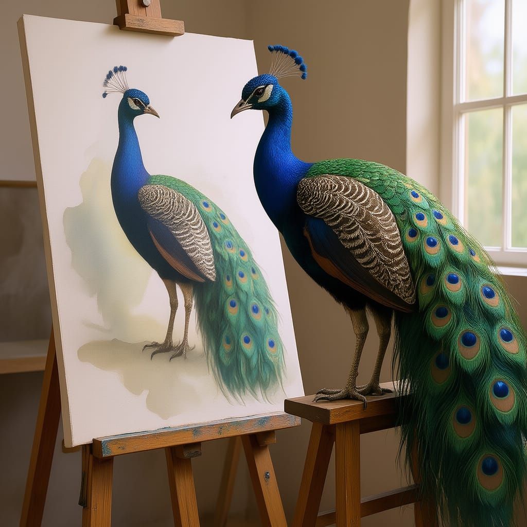 Looking at my portrait 🦚  by @GloryAut