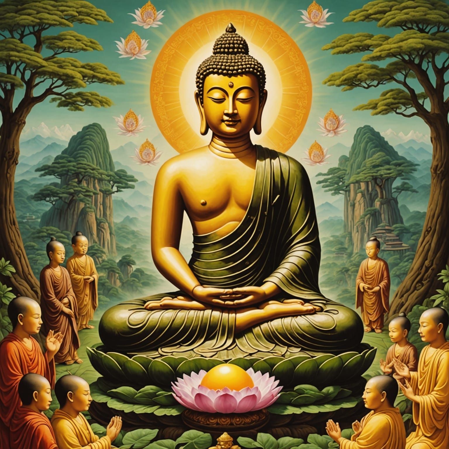 Buddha in Divine Sunlight: Ethereal Fantasy