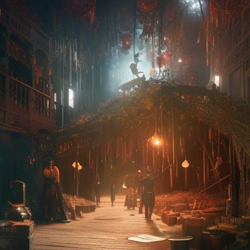 Victorian Salesman and Enchanted Crystals in Sepia