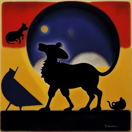 Silhouette of mouse, silhouette of cheese 
Silhouette art by...