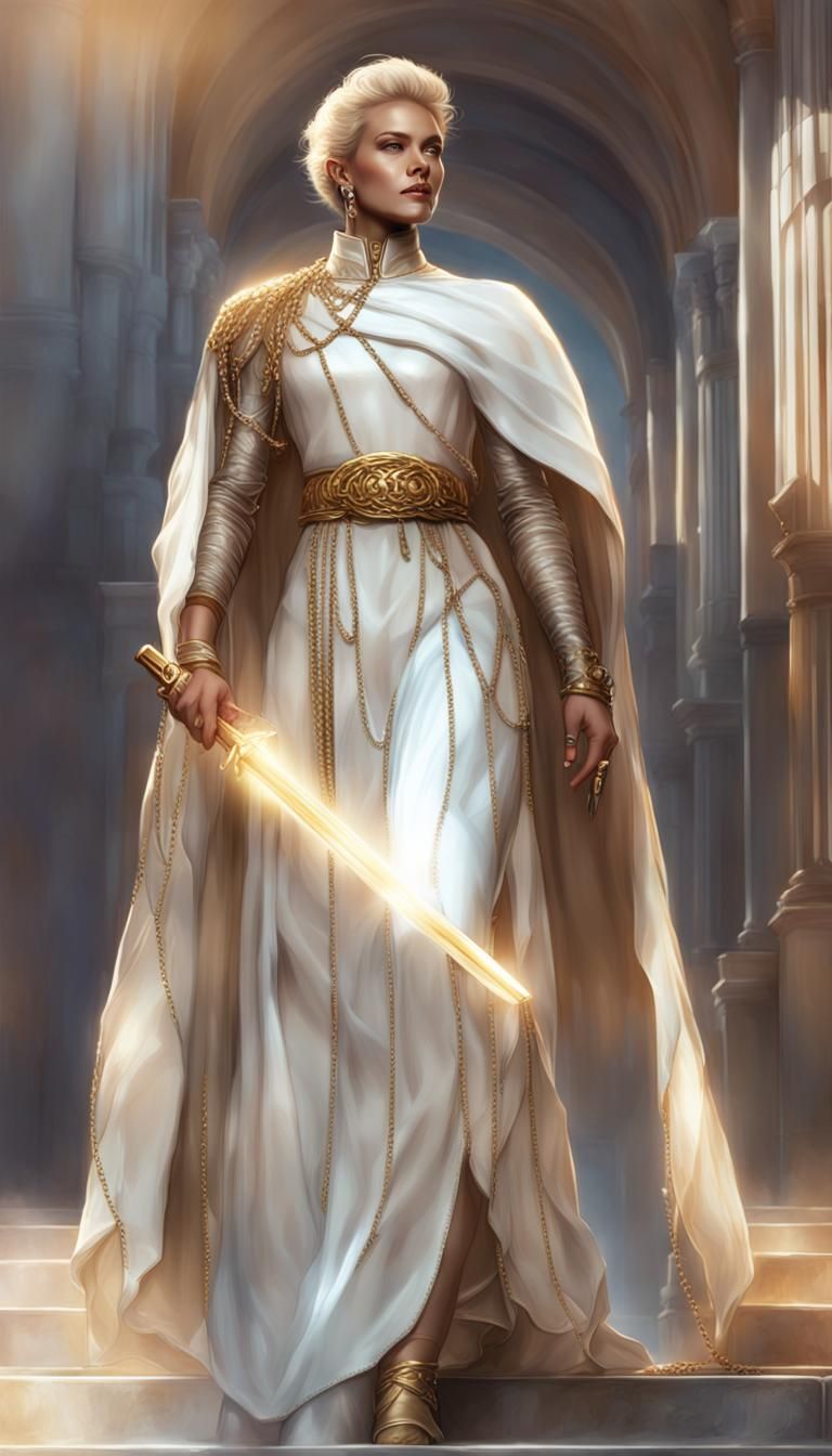 Elegant Portrait in Silk and Gold, Unreal Engine 5