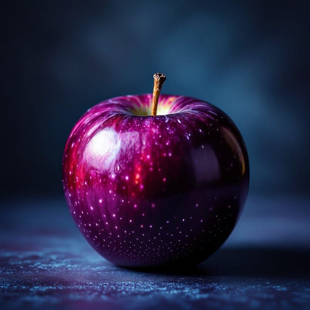 Luminous Purple Apple in Dramatic Light