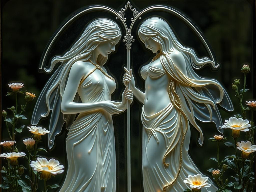 A split portrait heavy metal double-drop-D embossed resin mo...
