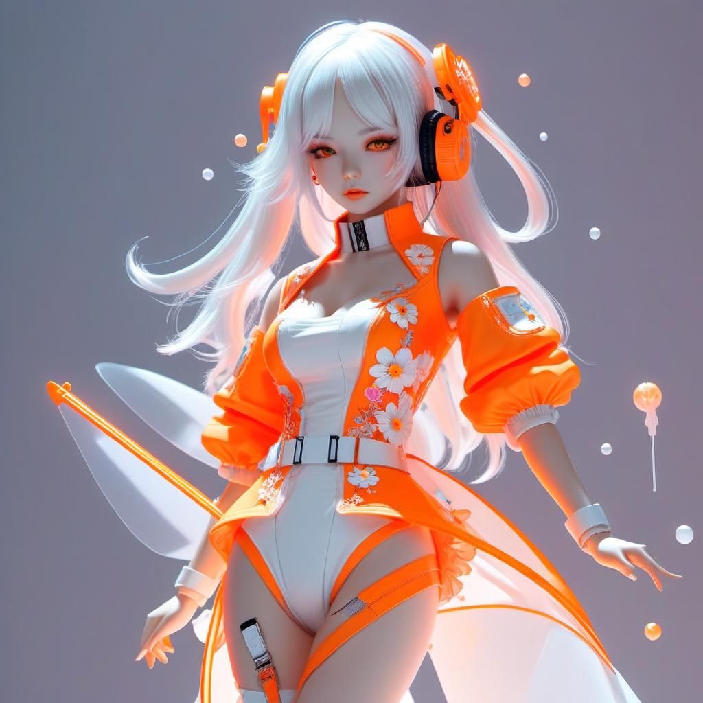 Cyberpunk Doll with Pastel Flowers