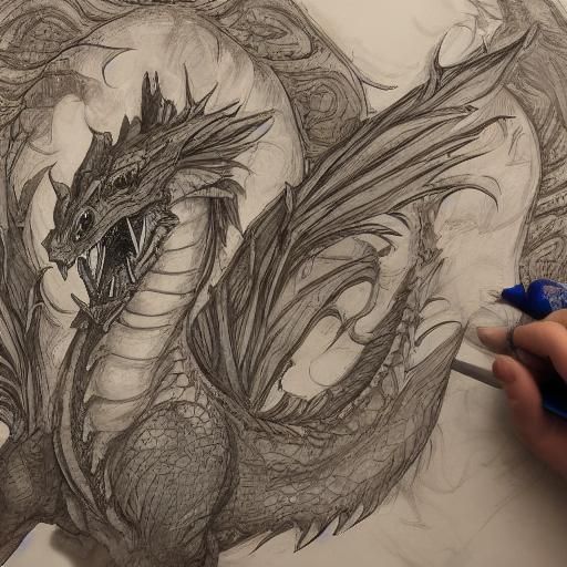 Drawing a dragon - AI Generated Artwork - NightCafe Creator