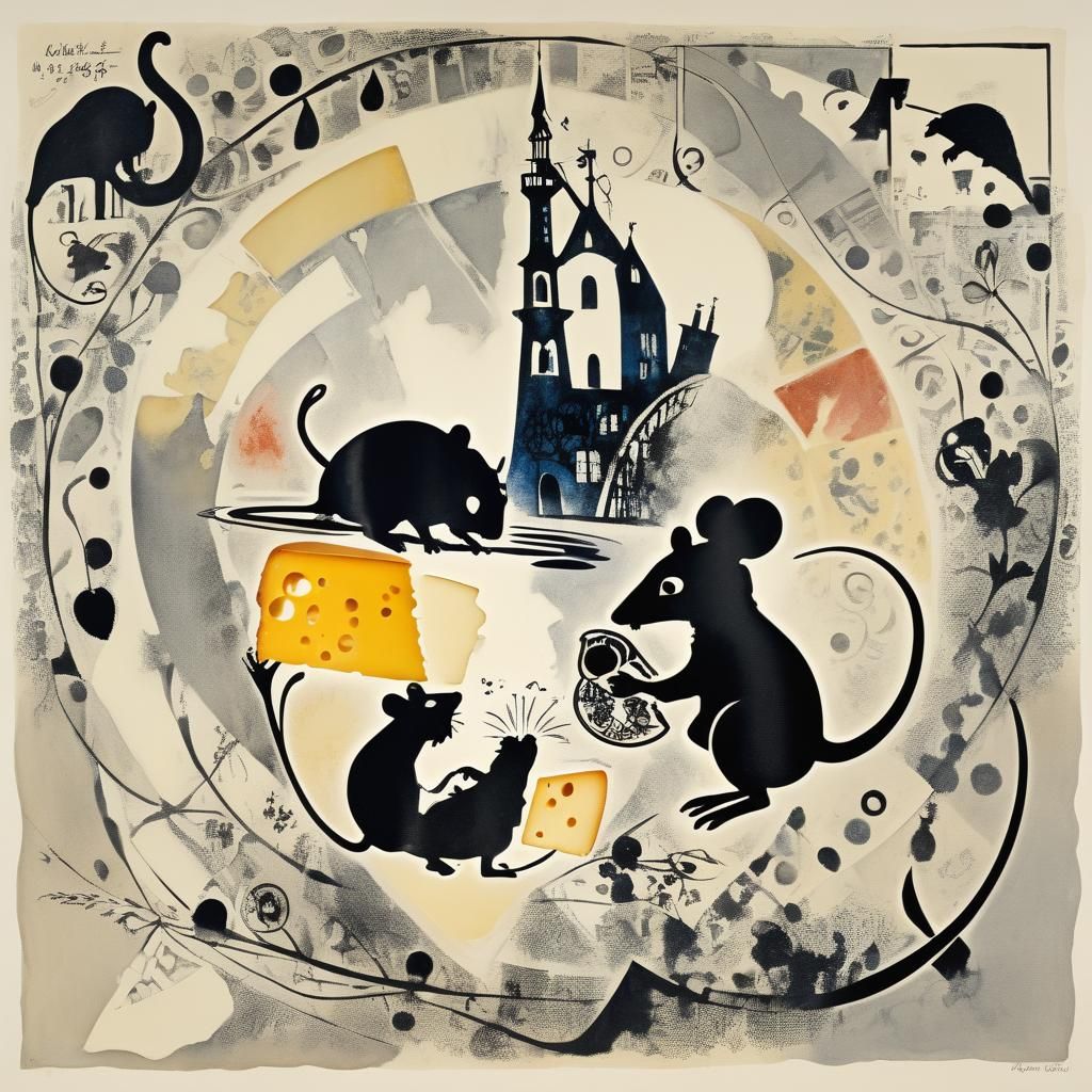 Silhouette of mouse, silhouette of cheese 
Silhouette art by...