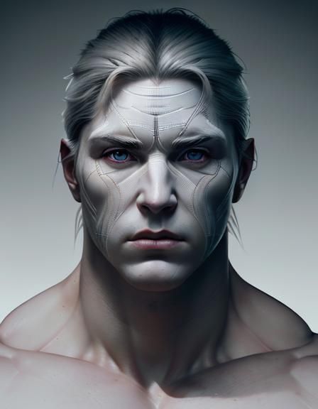 White man, beautiful white  face and white eyes, white skin,...