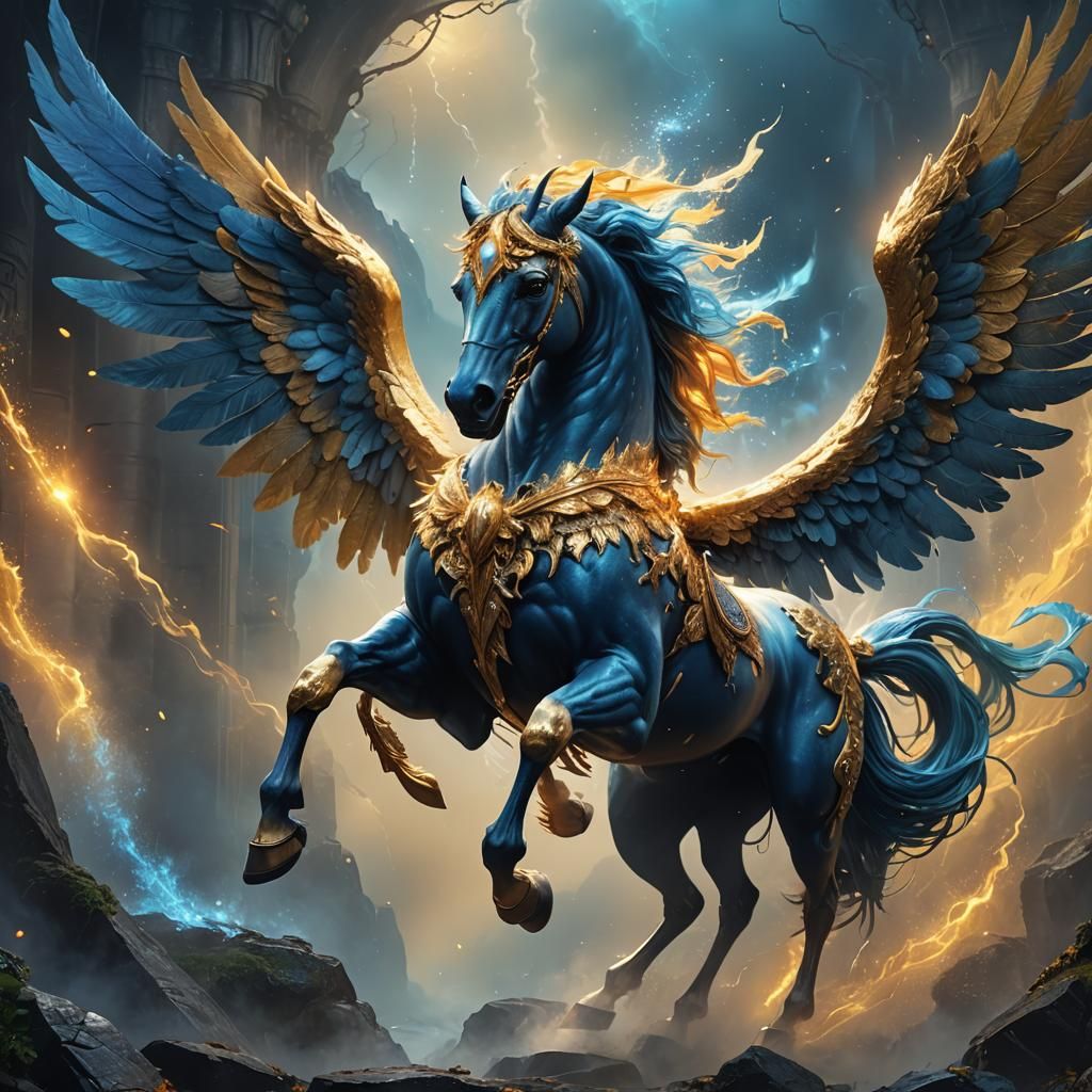 Majestic Winged Horse in Digital Matte Painting