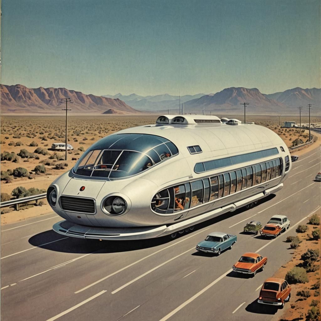 Futuristic nuclear powered mobile home vehicle, atomic space...