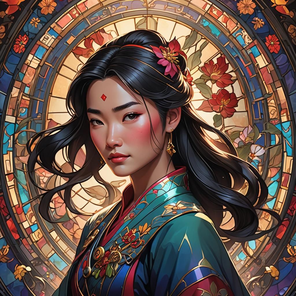 Stained Glass Mulan Disney