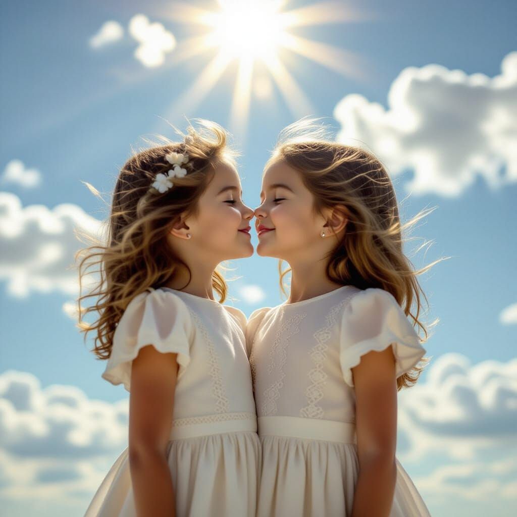 Angelic Kiss: Two Girls in a Divine Light