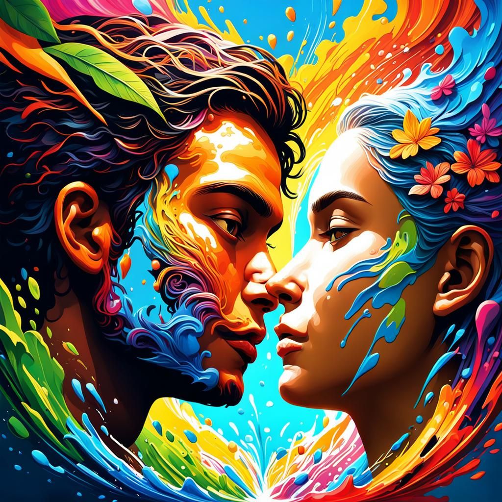 music, love and nature. Hyperrealistic, splash art, concept ...