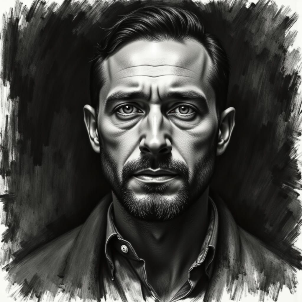 charcoal man portrait <lora:Sveta II Charcoal:1.0>