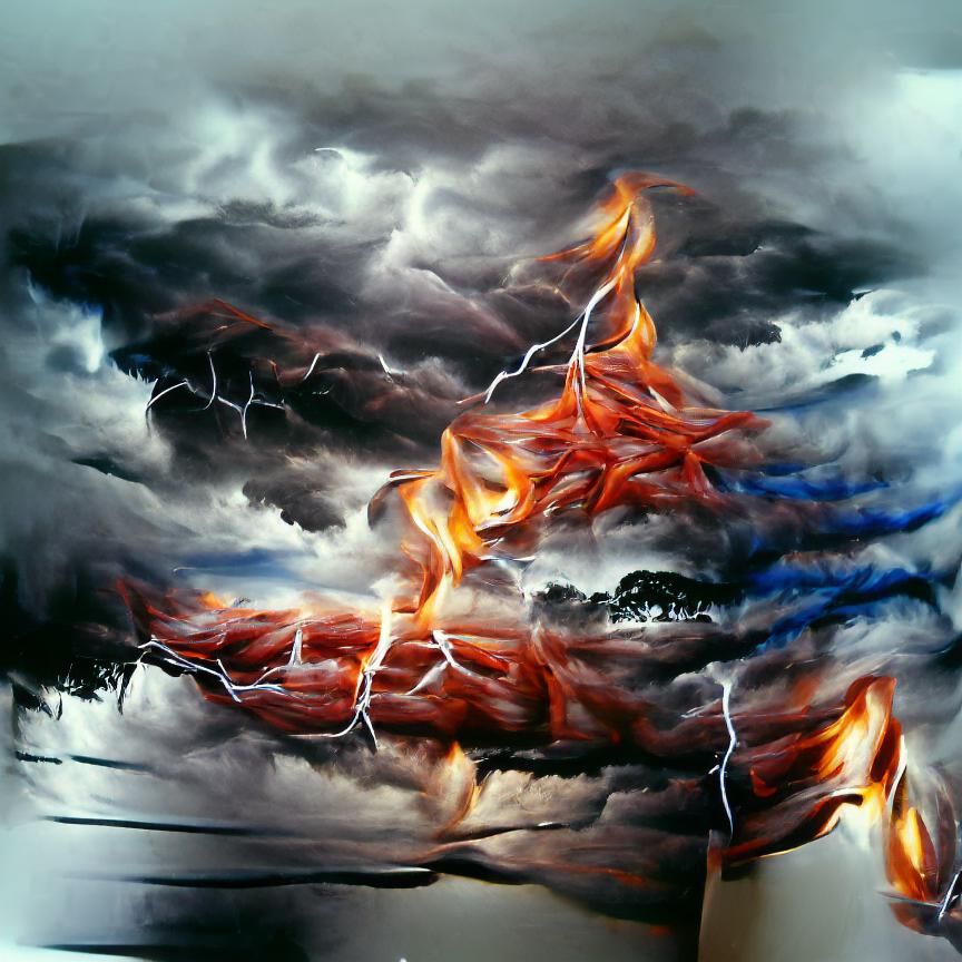 a storm of fire and lightning hyperrealism 1