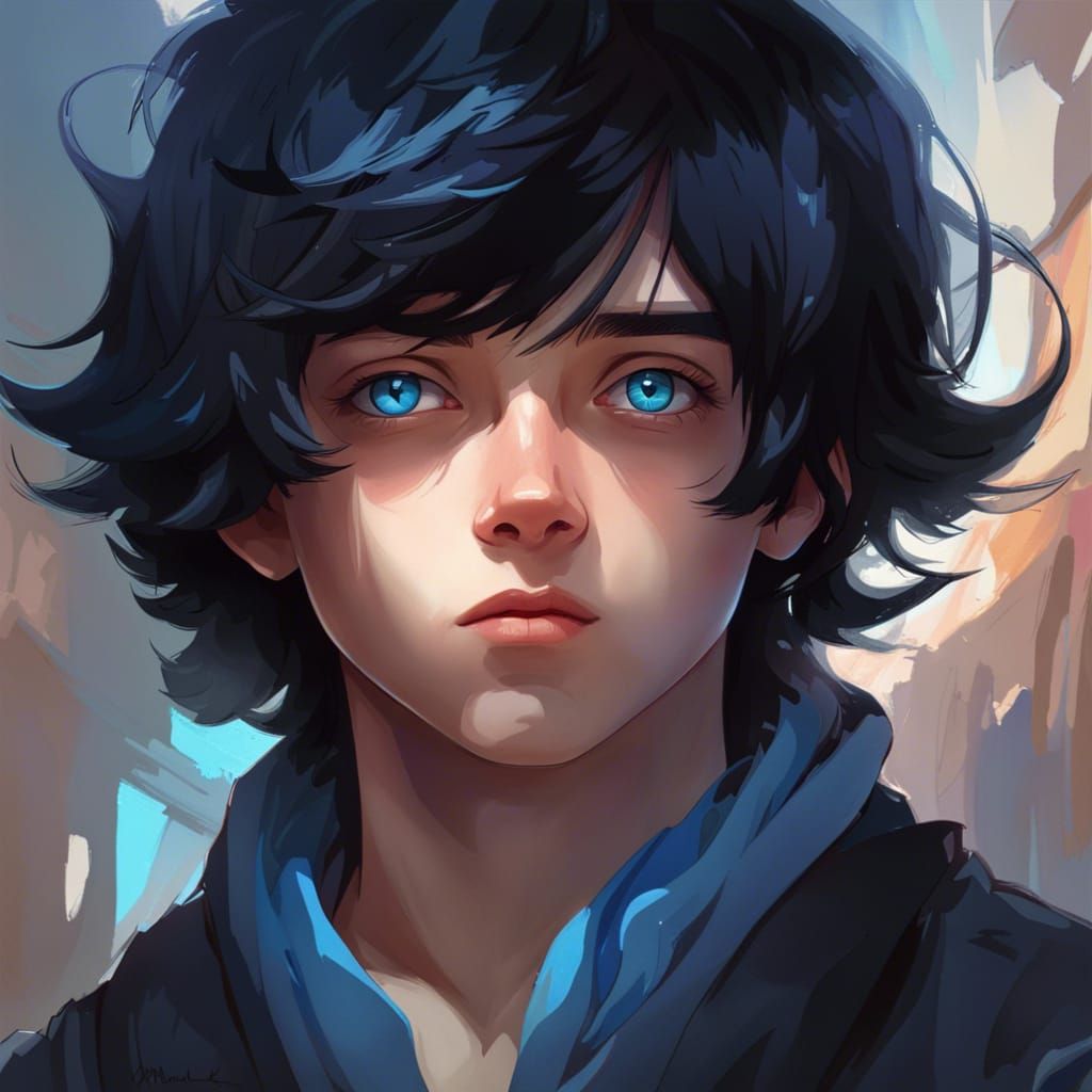 Anime Blue Angst Boy - AI Generated Artwork - NightCafe Creator