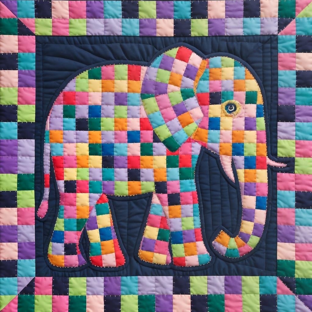  Square Patchwork Elephant   by @Alison Mary