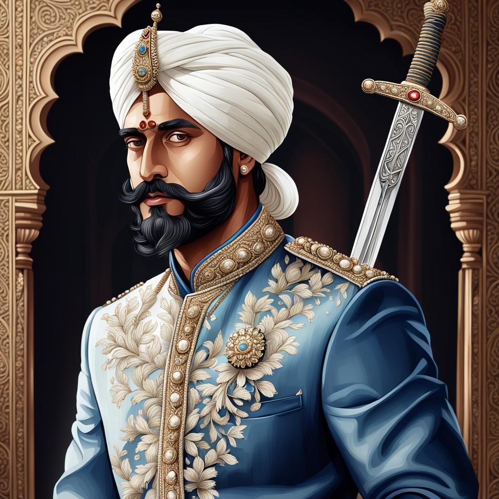 A  Jodhpuri turban and a sword in all its glory.