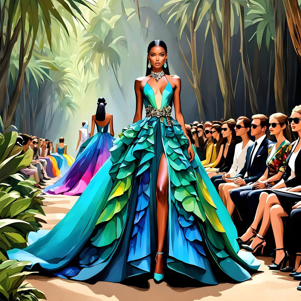 Multicultural Models Strut Haute Couture on Elevated Runway