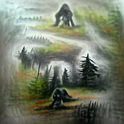 A foggy forest landscape oil on canvas