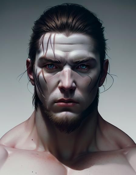 White man, beautiful white  face and white eyes, white skin,...