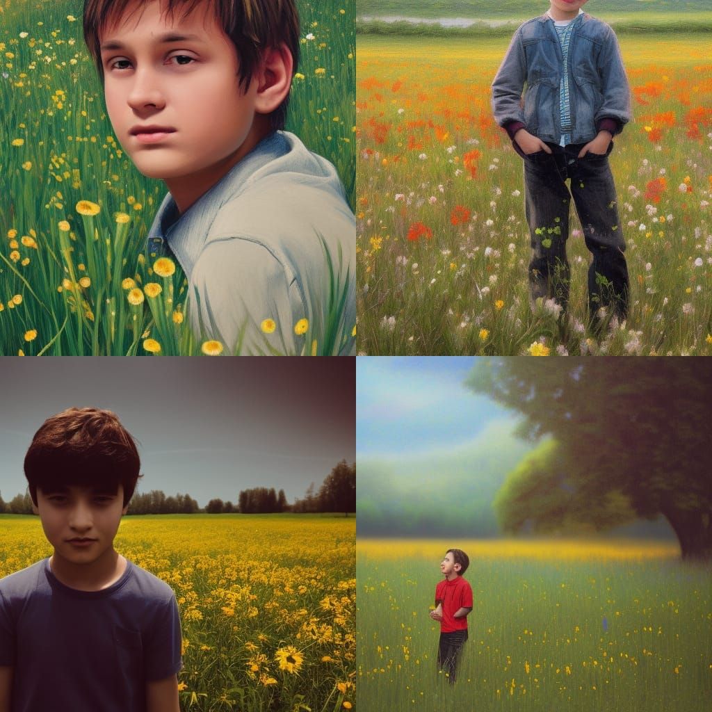 teenage boy in flower feild