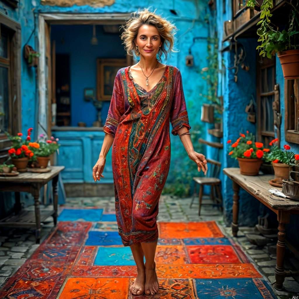 Charming Woman with Expressive Eyes in Vibrant Setting