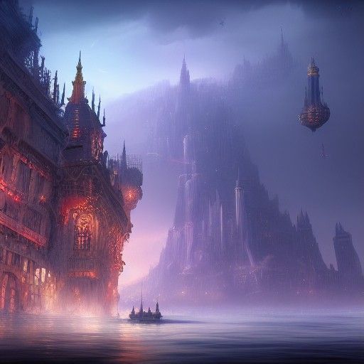 Floating city on the sea