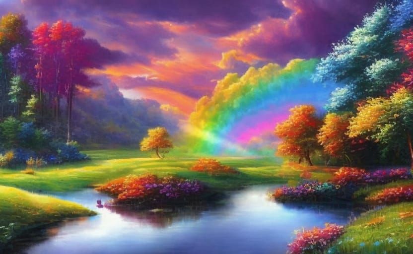 Rainbow Scenery - AI Generated Artwork - NightCafe Creator