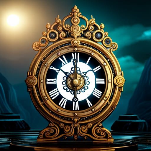 guardian of time holding mystical clock!!! detailed matte painting ...