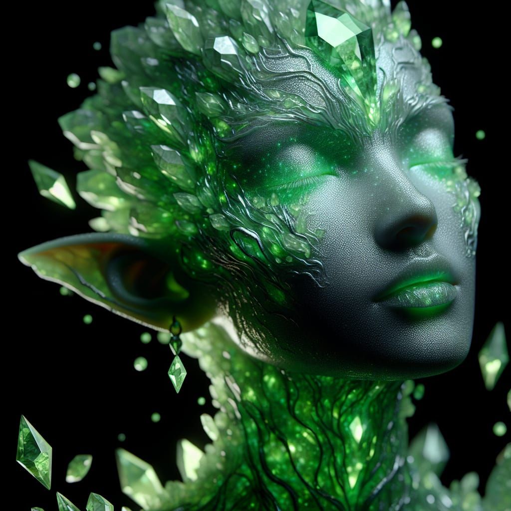 Prompt: A majestic, curious woman created entirely of lumino...